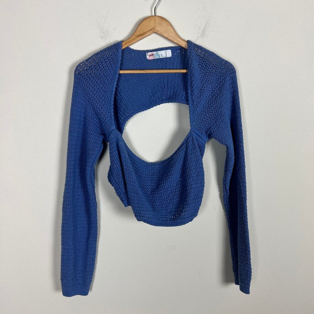 Free People Open-Back Cropped Knit in Royal Blue